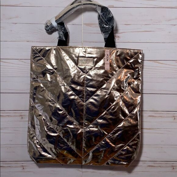 Victoria’s Secret Rose Gold Metallic Tote Bag - Picture 2 of 10